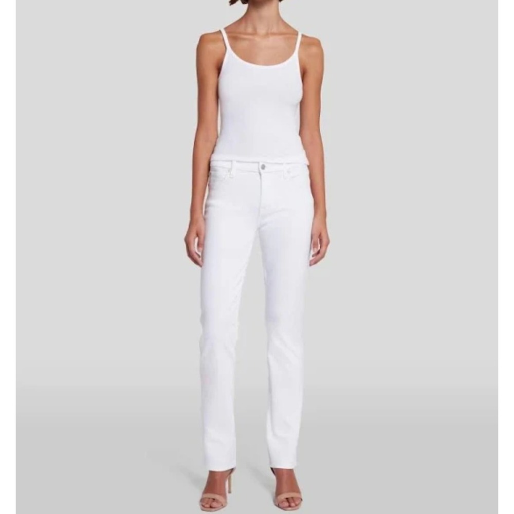7 For All Mankind White Denim Adrien Jeans Women's Size 30 Premium Straight Leg